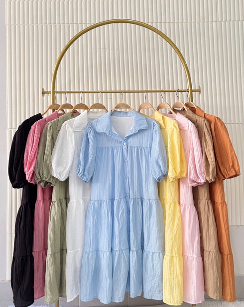 Turn Down Collar Free Size Dress